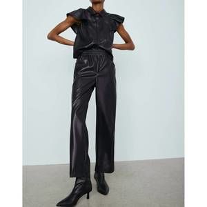 NEW MELISSA NEPTON harlow faux leather straight leg pants in black